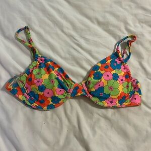 Flower print underwire bikini top
